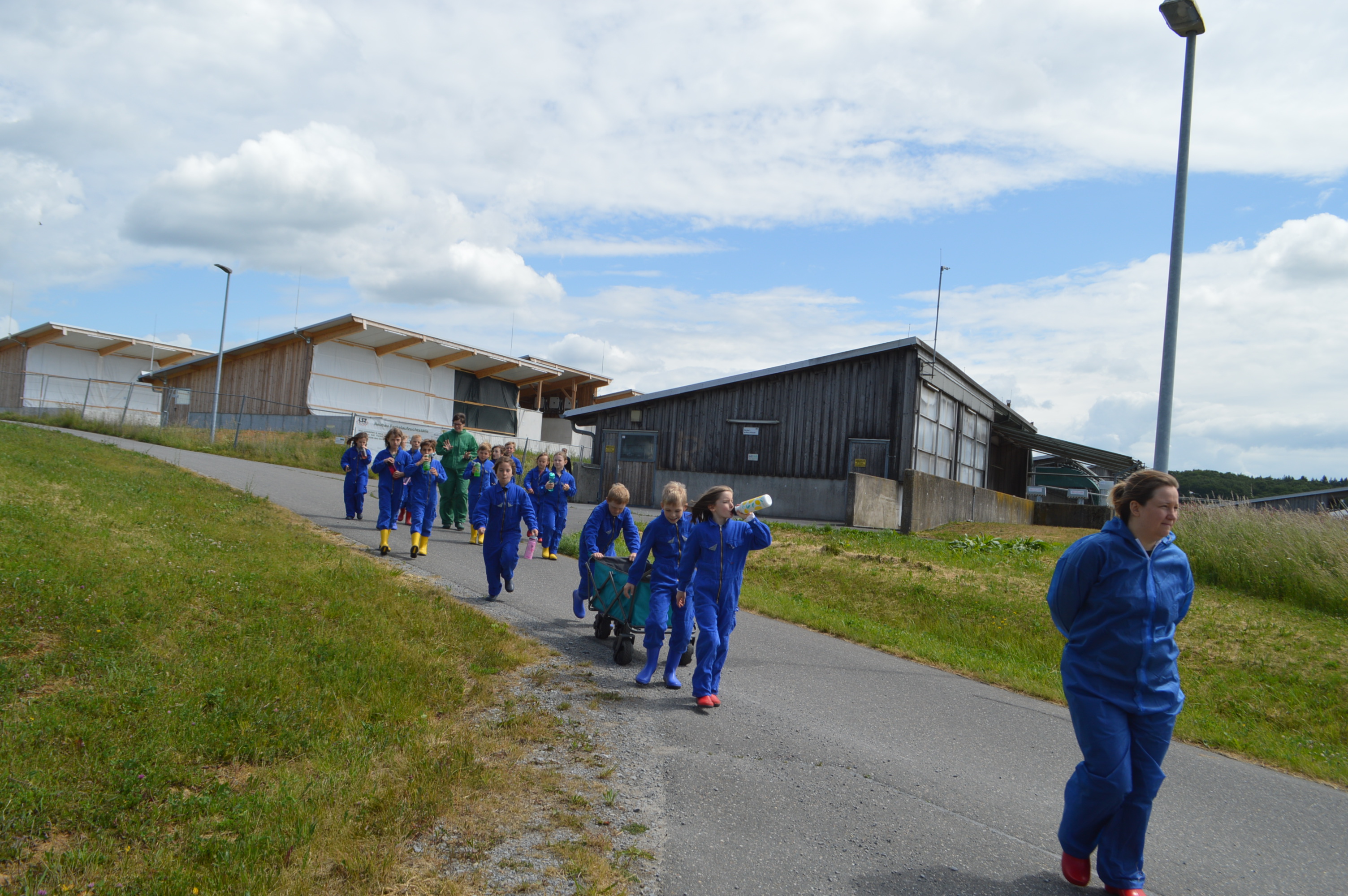 Das Bild zeigt Grundschüler, die über das Gelände der LSZ laufen